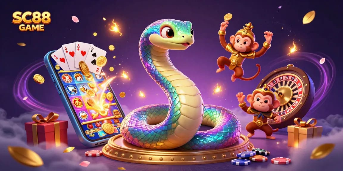 Experience excitement with SC88 GAME as a vibrant rainbow serpent and monkey king bring the casino to life.