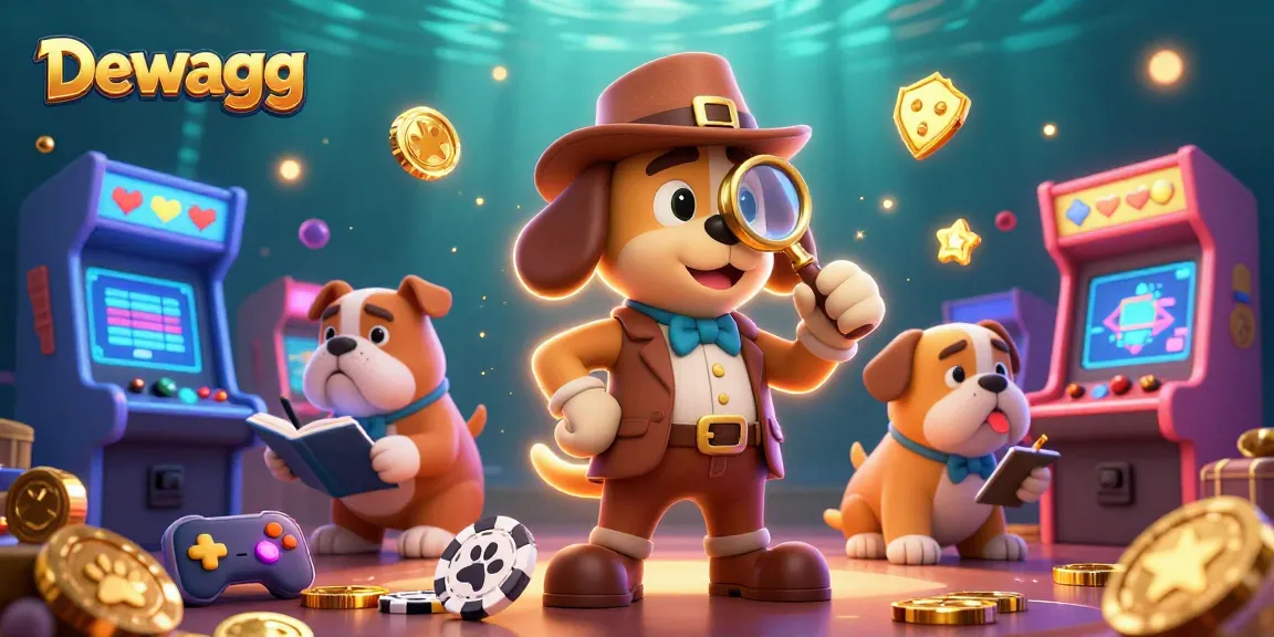 Dewagg guides players through thrilling slot adventures with golden chips and arcade games.