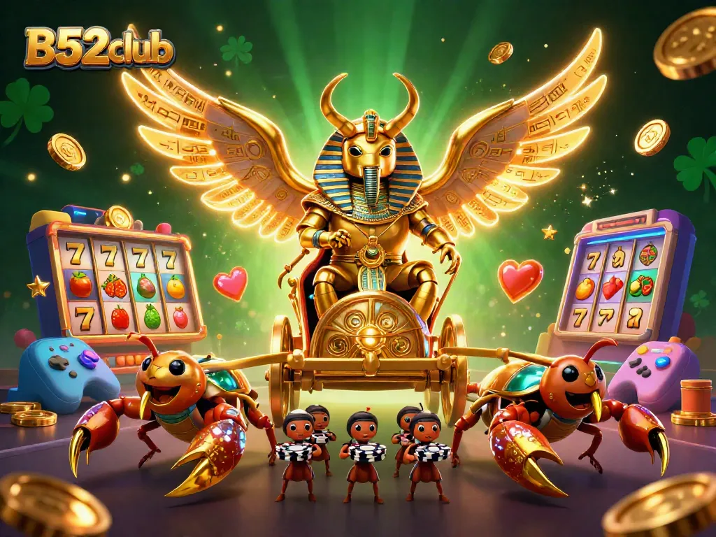 Engage in thrilling gameplay at B52club with vibrant casino elements and characters.