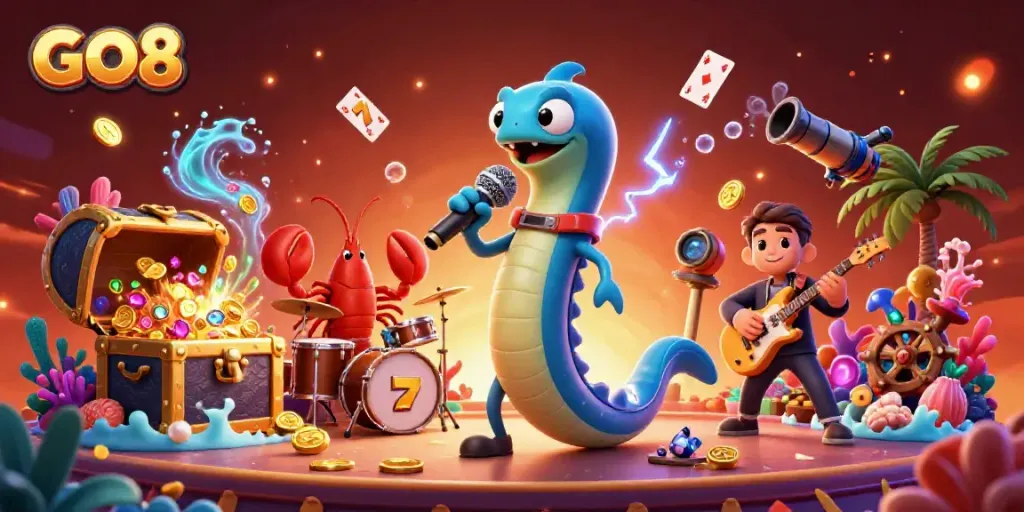Join GO8 for exhilarating underwater casino action with vibrant characters and hidden treasures.