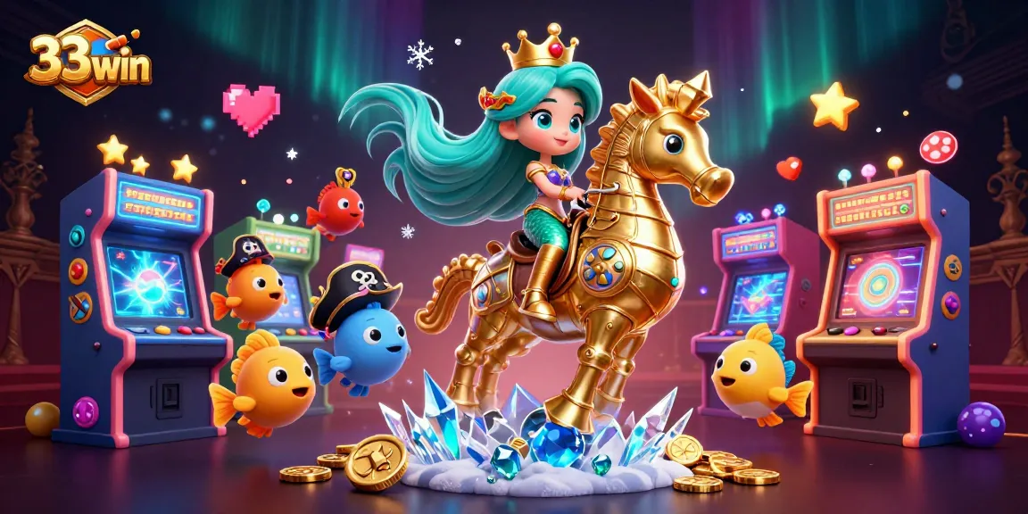 Play thrilling games at 33win with vibrant characters navigating a magical casino world.