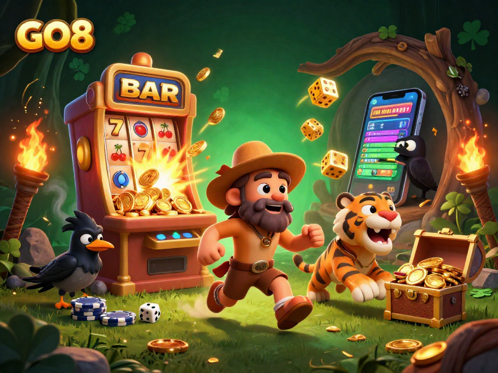 Experience thrilling wins at GO8 with our dynamic prehistoric casino scene packed with exciting game elements!