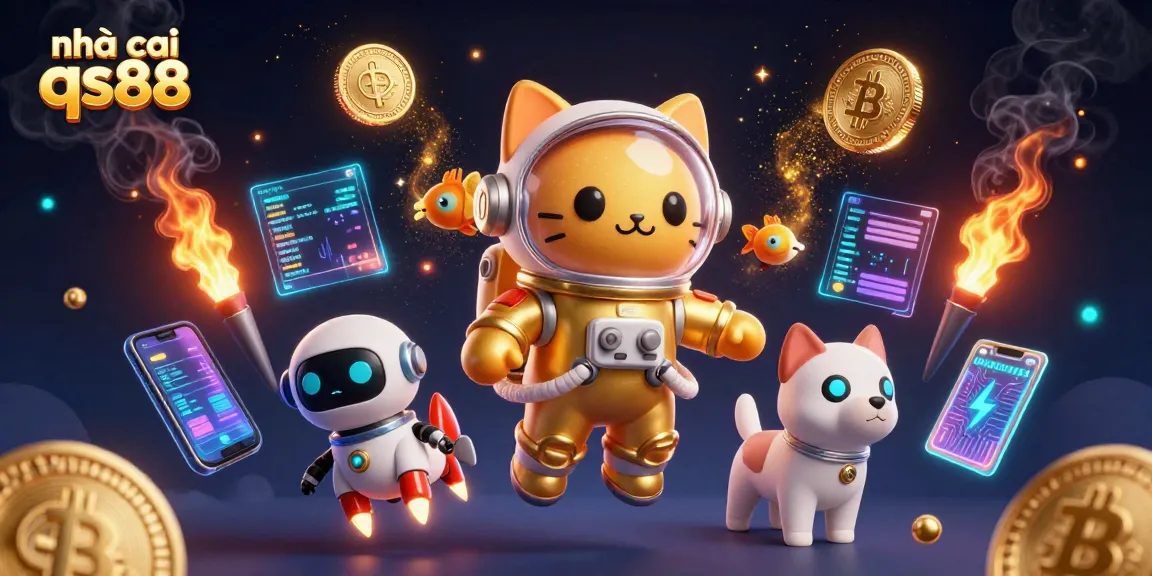 Engage with the thrilling world of nhà cái qs88 as a 3D astronaut cat explores cosmic gaming adventures.