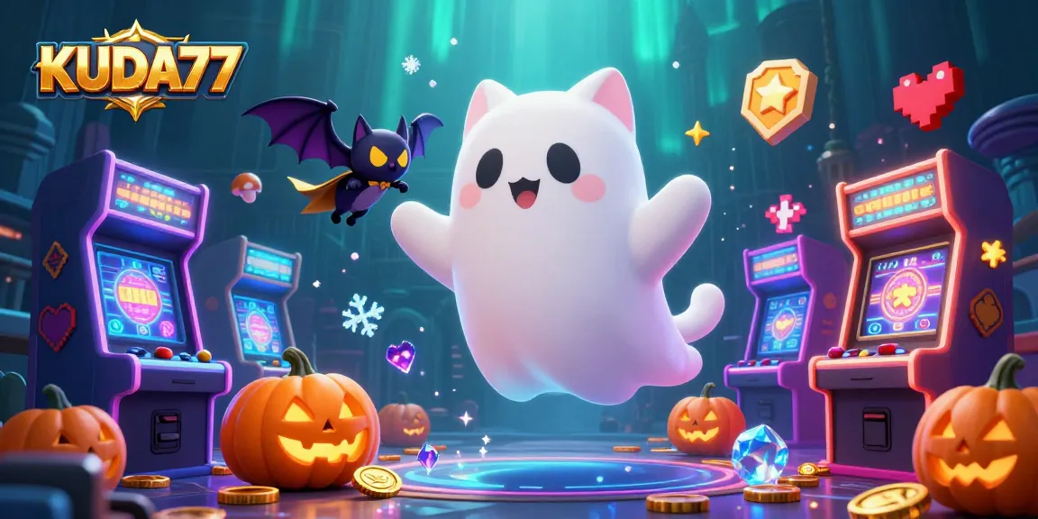 Mainkan permainan kasino di KUDA77, dijaga oleh hantu kucing imut dan kelelawar vampir.