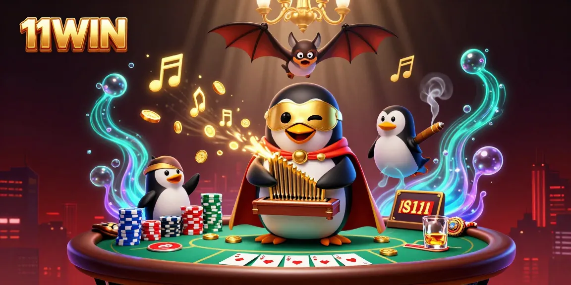 Experience the thrilling 11WIN casino adventure with a vibrant 3D illustration showcasing a gaming scene enriched with poker action.