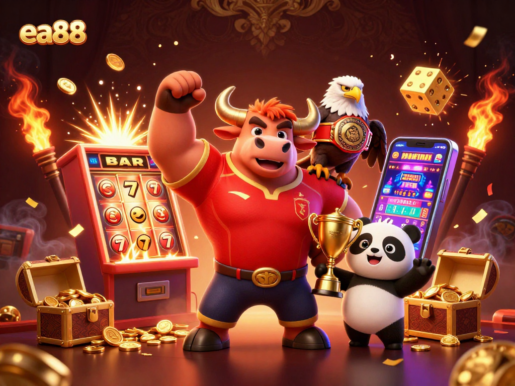 Win big with ea88 in this vibrant casino scene showcasing excitement and huge jackpots!