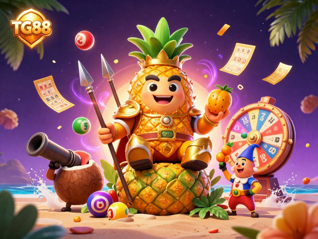 Enjoy exciting games at TG88 with colorful lottery balls and jackpot thrills in a vibrant casino scene.