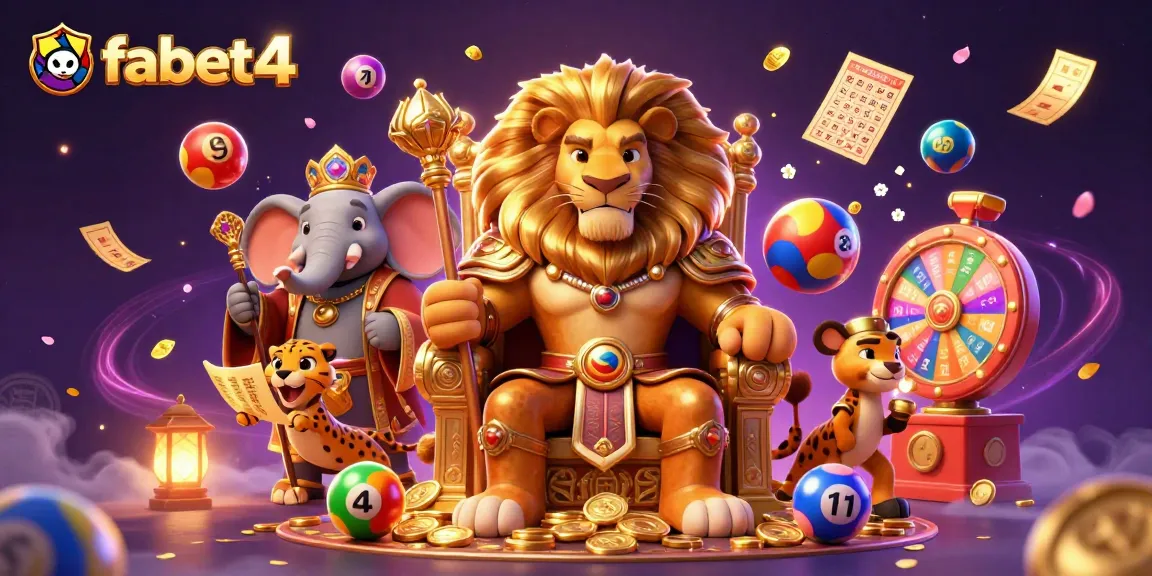 Experience exciting gameplay with fabet4 in a vibrant casino scene featuring a lion king on a throne.