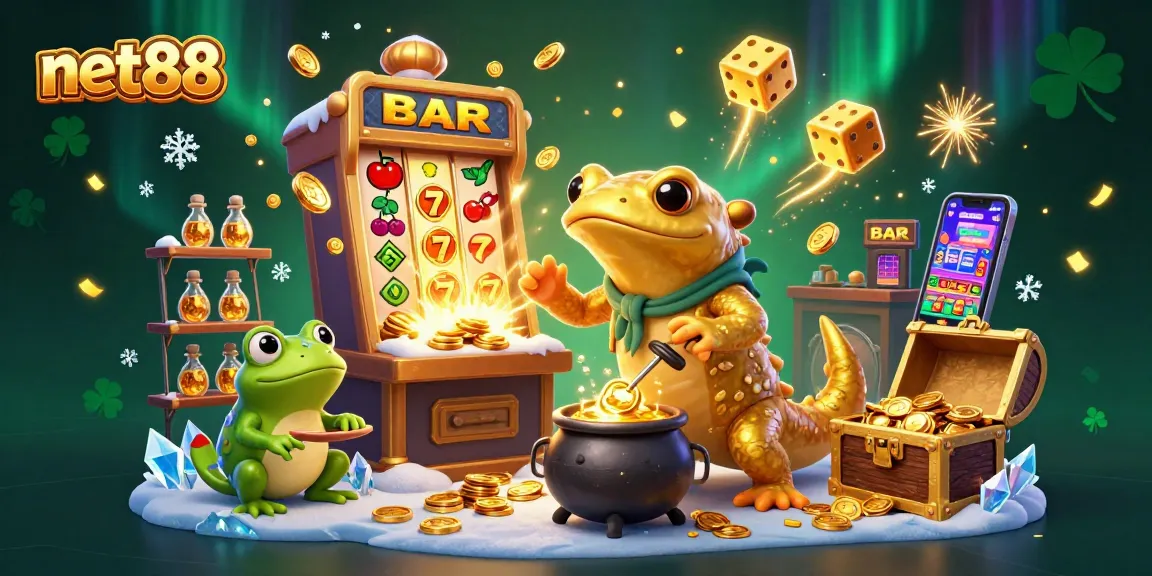 Spin the net88 slot machine with a golden salamander alchemist transforming metals into shimmering coins.