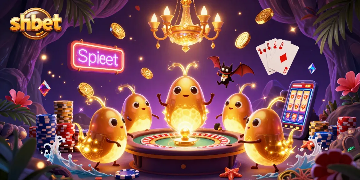 Experience the thrilling ambiance of shbet with bioluminescent glowworms in a vibrant cave casino.