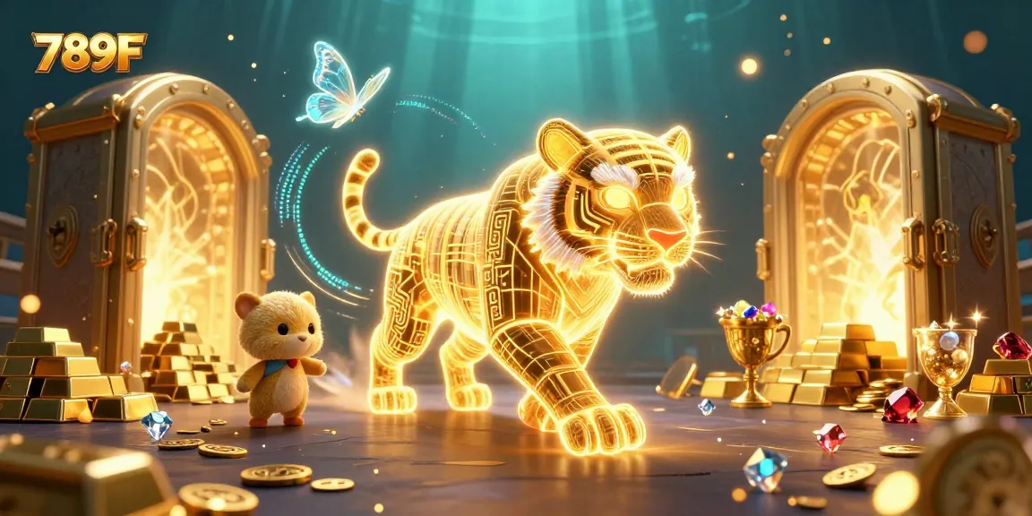 Experience thrilling gameplay with 789F at a vibrant digital casino, featuring golden treasures.