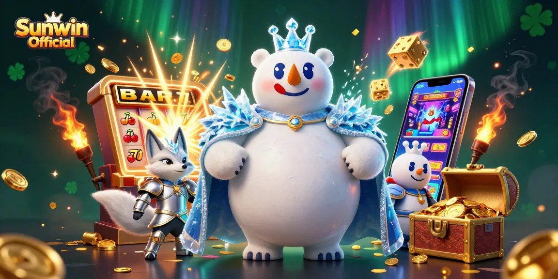 Experience vibrant casino excitement with Sunwin Official's themed illustration showcasing thrilling games.
