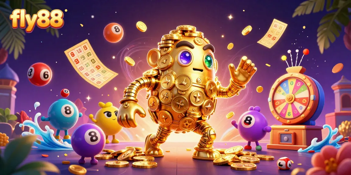 Experience thrilling gaming elements dynamically around the fly88 ancient golem, showcasing casino fun.