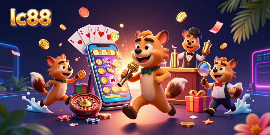 Experience exciting gaming at lc88 with hyena characters in a vibrant 3D casino scene.