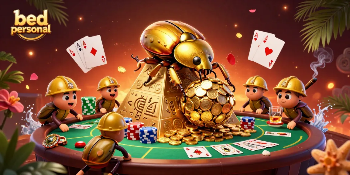 Engaging scene showcasing bed personal with vibrant gambling elements and beetles in action.