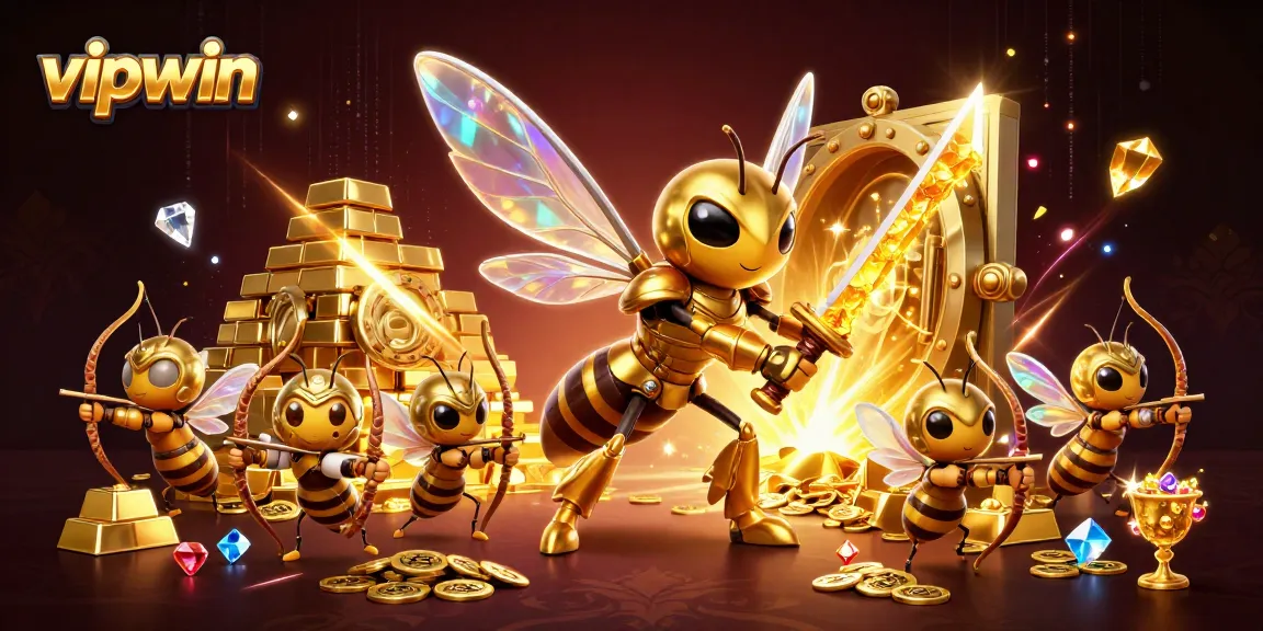 Experience the thrilling action at vipwin with a samurai hornet and treasure chests shining bright.