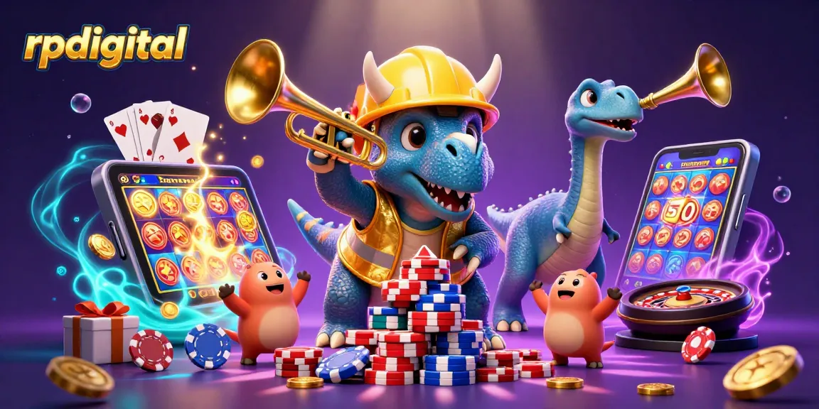 Experience the excitement of rpdigital casino games with an energetic dinosaur scene celebrating amazing wins!
