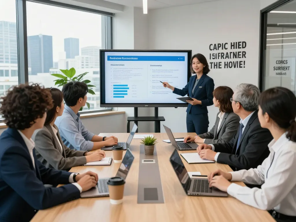 Collaborative team in a staffing agency meeting, discussing innovative staffing solutions.