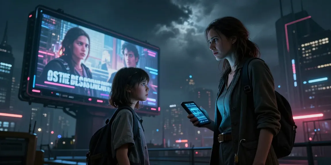 Mother daughter conflict in a dystopian sci-fi setting, highlighting emotional secrets.